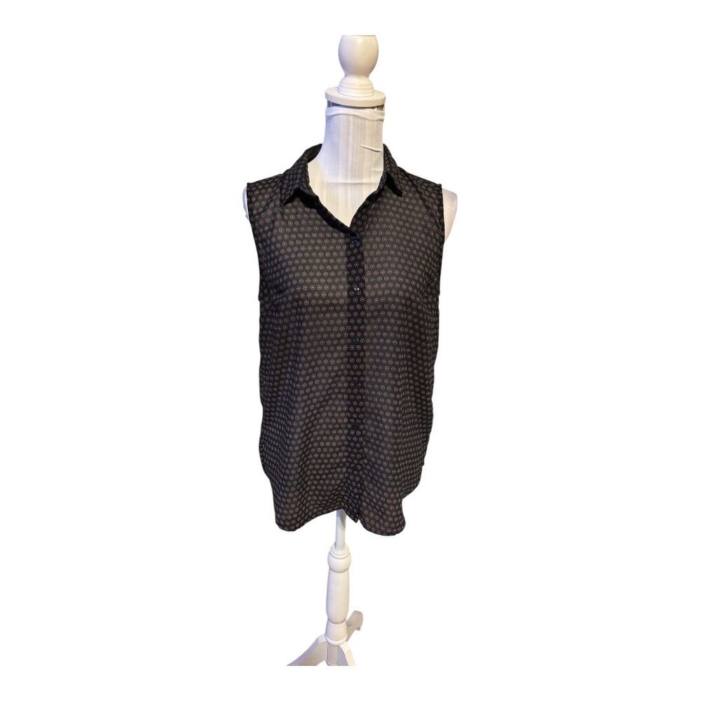 H&M Navy Blue Patterned Blouse Size 6